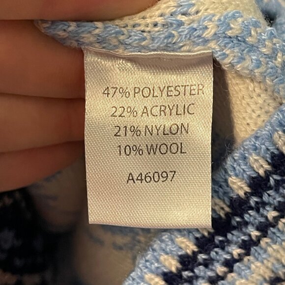 Appleseed’s Petites Fair Isle Wool Blend Zip Cardigan Sweater Snowflake Pattern - Picture 5 of 5